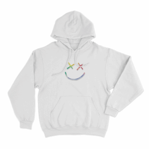Rainbow Smiley Face Logo Unisex Hoodie White