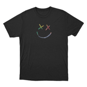 Rainbow Smiley Face Logo Unisex T Shirt Black